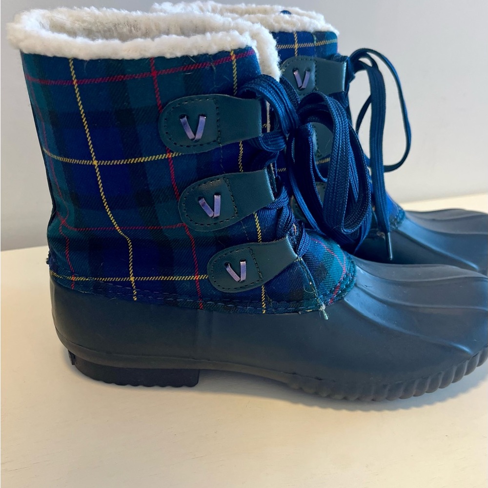 LIKE NEW! JACK ROGERS Hayley Duck Boots with Fleece Lining, Women’s Sz 7, navy